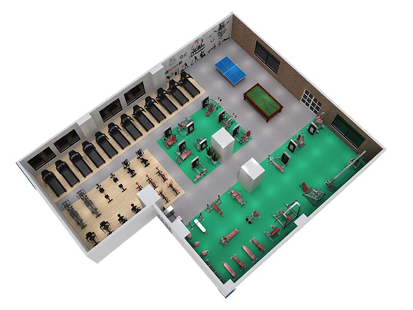 1000平方健身房配置方案-广西快盈VIII体育健身器材有限公司