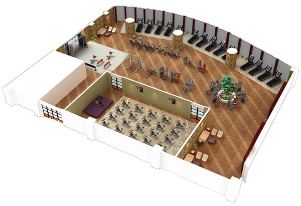 500平方健身房配置方案-广西快盈VIII体育健身器材有限公司