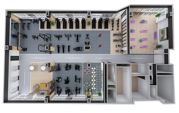 200-500平方健身房配置方案-广西快盈VIII体育健身器材有限公司